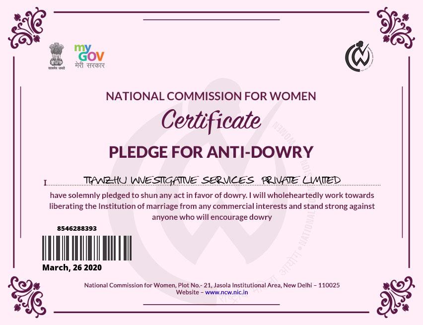 Anti-Dowry Pledge.