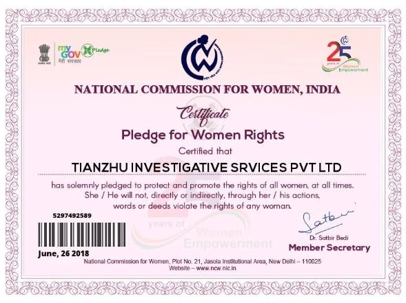 Women rights pledge Certificate.